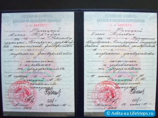 Диплом Рачицкой Е.Ю. о высшем образовании